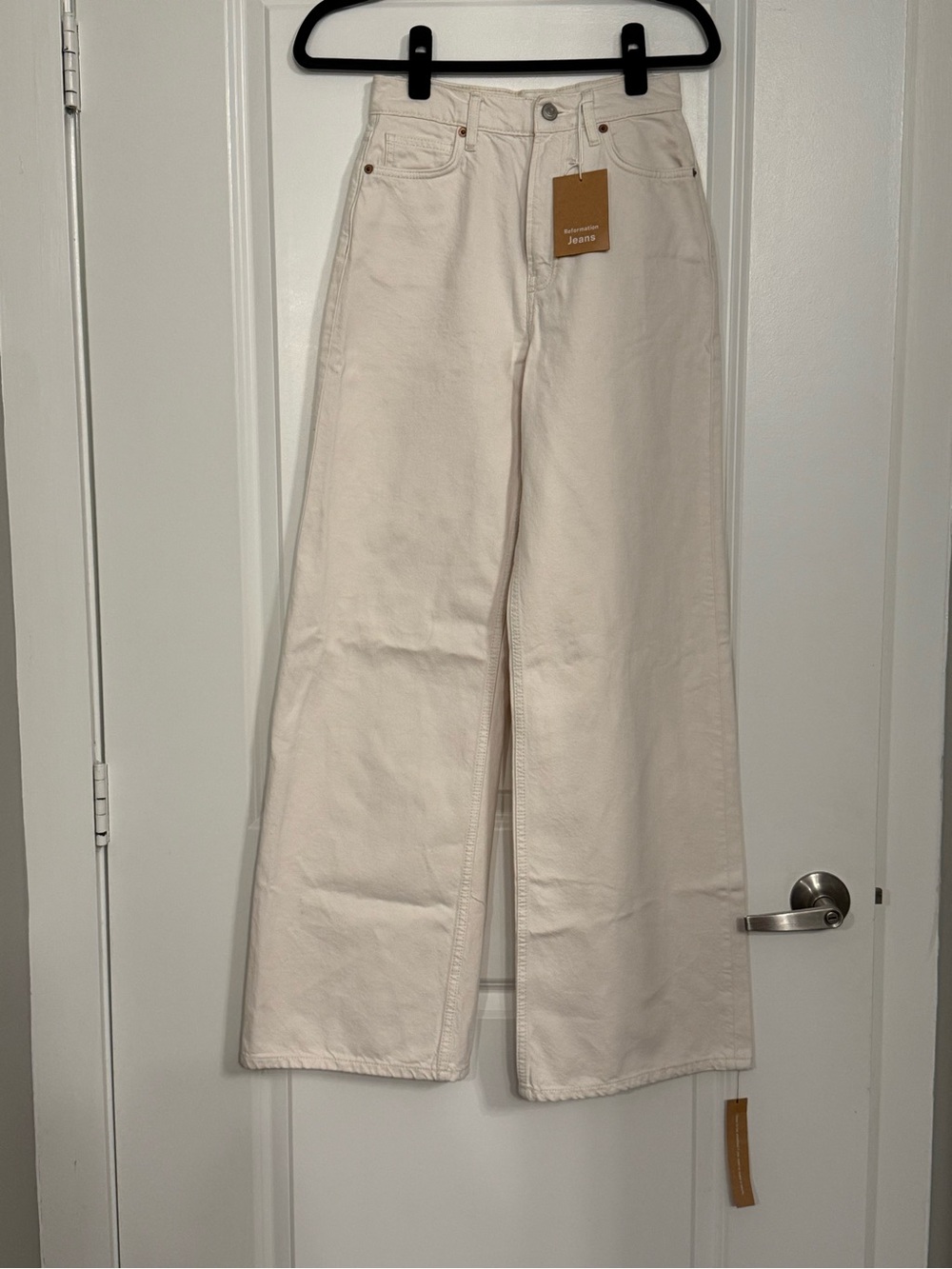NWT Reformation Cary High Rise Slouchy Wide Leg Jeans 24 Fior Di Latte - Picture 2 of 12